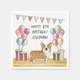 Guardanapo De Papel Red Pembroke Welsh Corgi Feliz Aniversário Colorid
