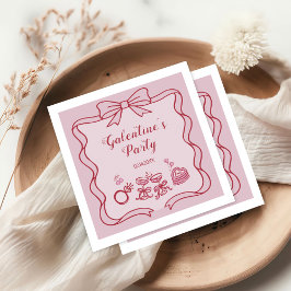 Guardanapo De Papel Red Pink Bow Galentine's Party