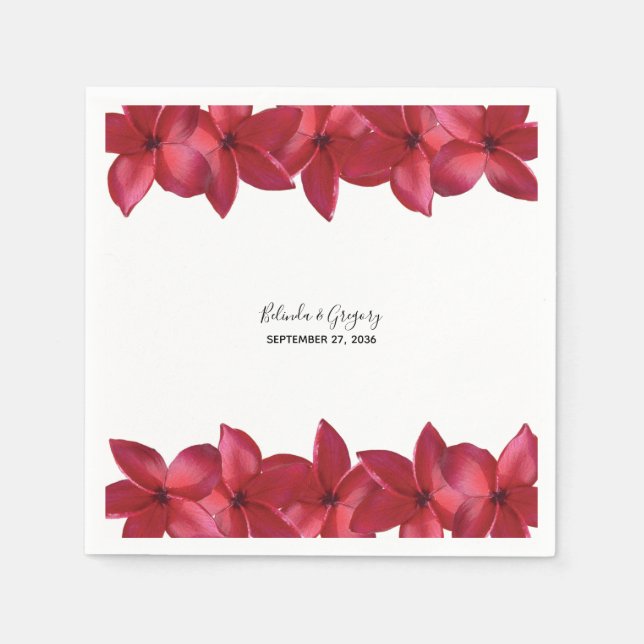 Guardanapo De Papel Red Plumeria Frangipani Wedding (Frente)
