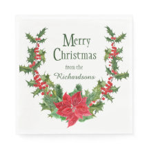 Red Poinsettia e Holly Berry Wreath