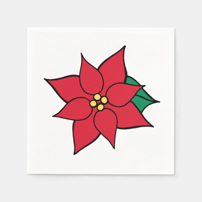 Guardanapo De Papel Red Poinsettia no Natal Napkins (Frente)