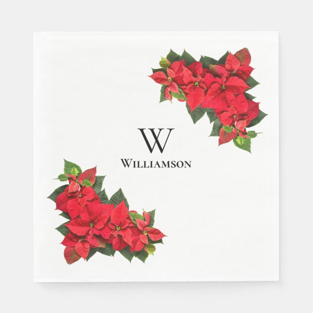 Guardanapo De Papel Red Poinsettia Personalizada (Frente)