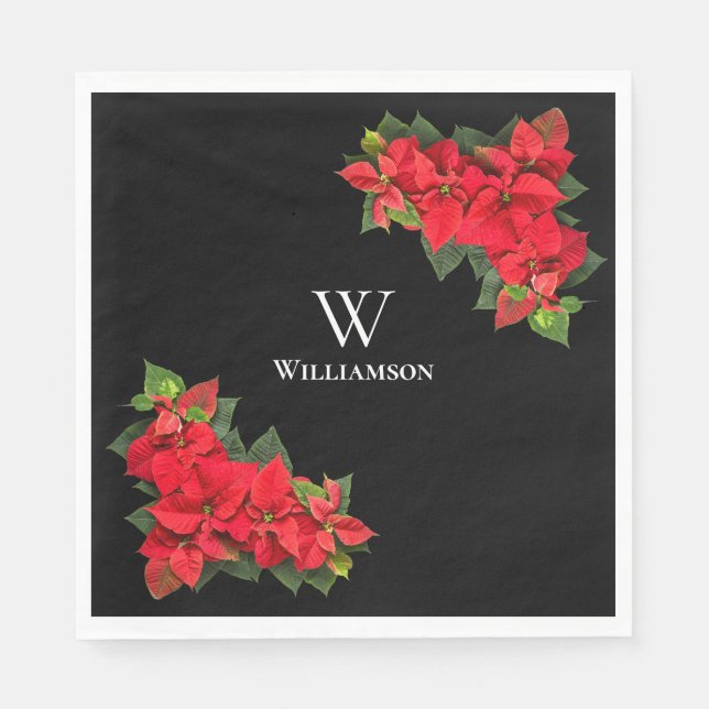 Guardanapo De Papel Red Poinsettia Personalizada (Frente)