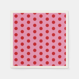 Guardanapo De Papel Red Polka Dots on Pink