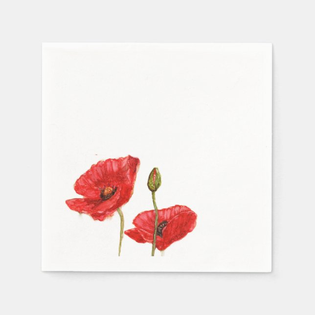 Guardanapo De Papel Red Poppies Bud (Frente)