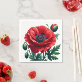 Guardanapo De Papel Red Poppy Floral