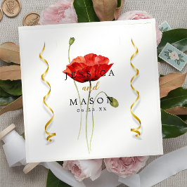 Guardanapo De Papel Red Poppy Script Casamento Cocktail Napkins