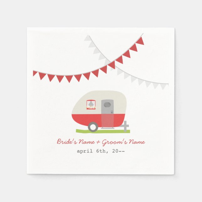 Guardanapo De Papel Red Retro Trailer Wedkins (Frente)