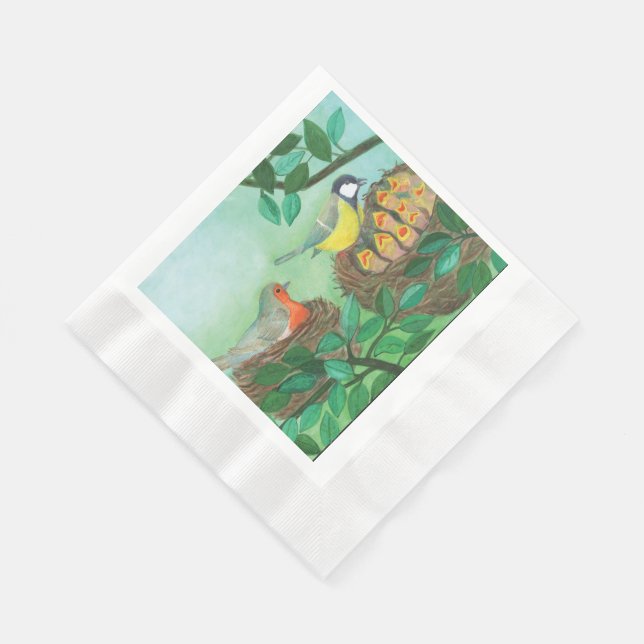 Guardanapo De Papel Red Robin e Excelente Tit Bird Nesting (Quina)
