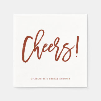 Guardanapo De Papel Red Rustic Hand Lettering Cheers Casamento