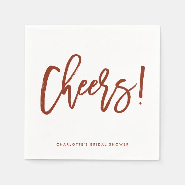 Guardanapo De Papel Red Rustic Hand Lettering Cheers Casamento (Frente)