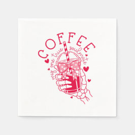 Guardanapo De Papel Red Skeleton Hand Coffee Soulmate Hearts
