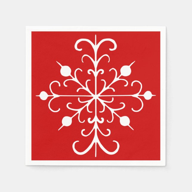 Guardanapo De Papel Red Snowflake Napkins (Frente)