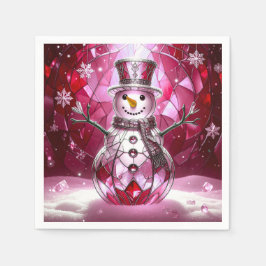 Guardanapo De Papel Red Snowman Snowflakes Holiday Napkin