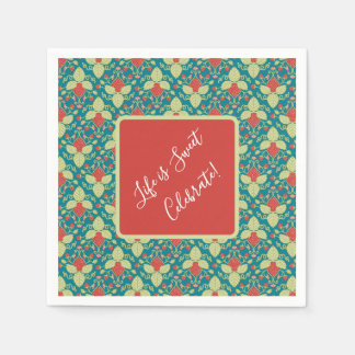 Guardanapo De Papel Red Strawberries, Flowers, Fruit and Runners