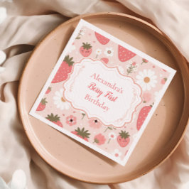 Guardanapo De Papel Red Strawberry Berry First Party