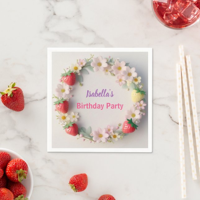 Guardanapo De Papel Red Strawberry rosa Festa de aniversário Daisy par (Insitu)