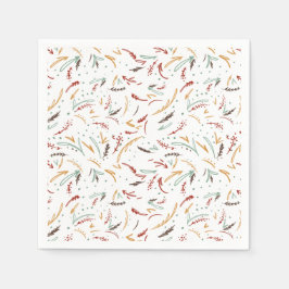 Guardanapo De Papel Red Teal & Brown Leaves e Berry Holiday