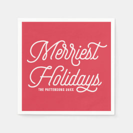 Guardanapo De Papel Red The Merriest Holidays Moderno Natal