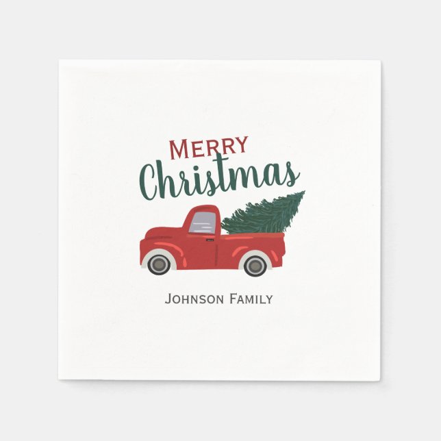 Guardanapo De Papel Red Truck Christmas Napkins (Frente)