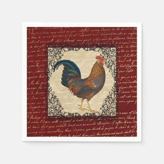 Guardanapo De Papel Red Vintage Rooster (Frente)