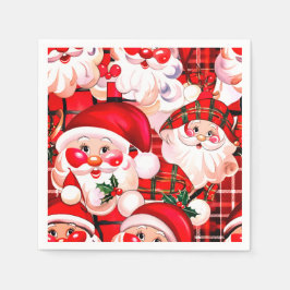 Guardanapo De Papel Red Vintage Santa Claus Tartan Xadrez Natal