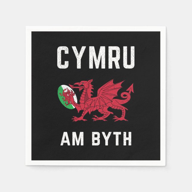 Guardanapo De Papel Red Welsh Dragon Cymru Roots Rugby Fan Wales Flag (Frente)