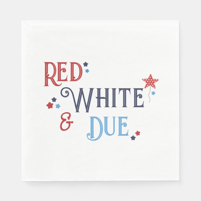 Guardanapo De Papel Red White and Due Baby Shower Invitation (Frente)