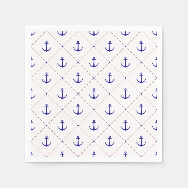 Guardanapo De Papel  Red White Blue Anchors Away Boating (Frente)