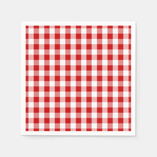 Guardanapo De Papel Red & White Checks Gingham Xadrez - País Russo (Frente)