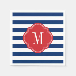Guardanapo De Papel Red White e Blue Patriotic Stripes Monograma