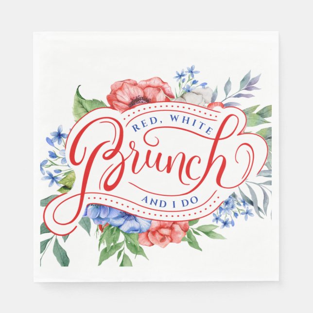 Guardanapo De Papel Red White e eu | Brunch Floral (Frente)