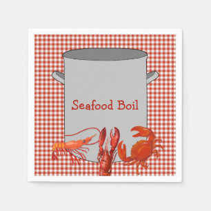 Guardanapo De Papel Red White Gingham Seafood Boil