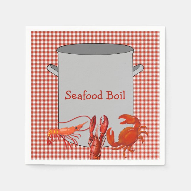 Guardanapo De Papel Red White Gingham Seafood Boil (Frente)