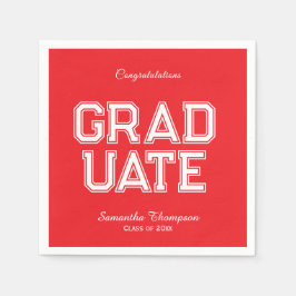Guardanapo De Papel Red & White Graduation Party Napkins Customizable