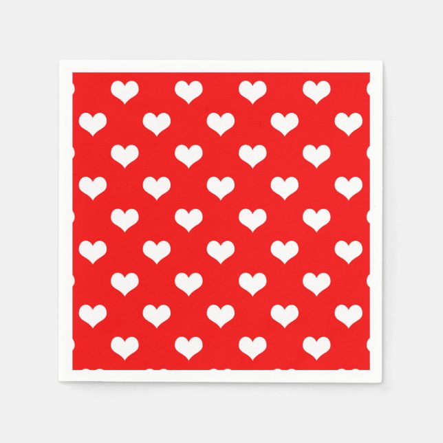 Guardanapo De Papel Red White Love Heart Pattern Design (Frente)