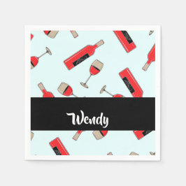 Guardanapo De Papel Red wine bottles and glasses pattern