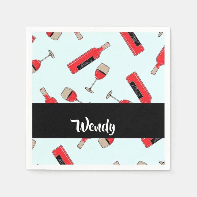 Guardanapo De Papel Red wine bottles and glasses pattern (Frente)