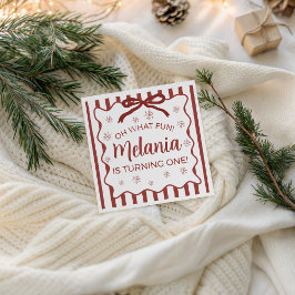 Guardanapo De Papel Red Winter Birthday Napkin Design