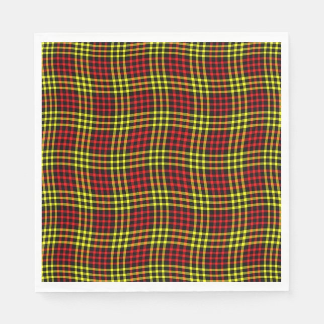 Guardanapo De Papel Red Yellow Plaid Checker Seamless Pattern (Frente)