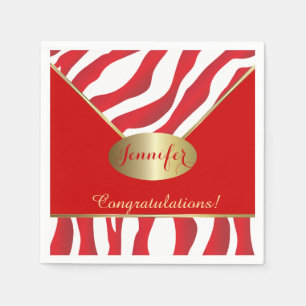 Guardanapo De Papel Red Zebra Animal Stripe Design