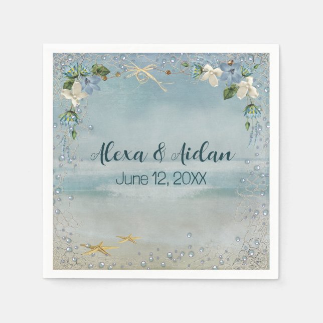 Guardanapo De Papel Rede Náutica de Casamento com Bolhas (Frente)