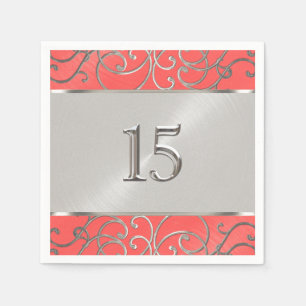 Guardanapo De Papel Redemoinhos filigranas cor-de-rosa de Quinceanera