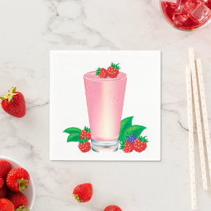 Guardanapo De Papel Refrescando Berry Smoothie Bebida Rosa