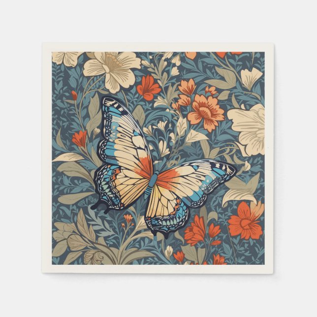 Guardanapo De Papel Regal Butterfly Amidst William Morris Floral (Frente)