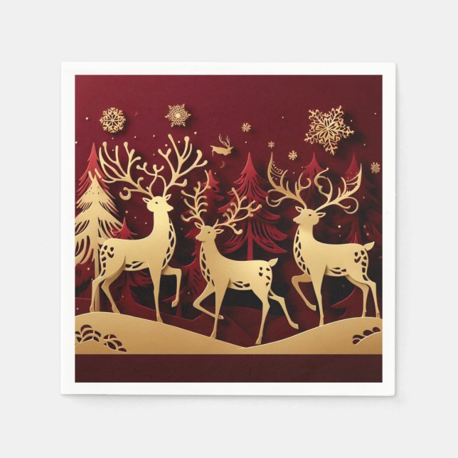 Guardanapo De Papel Regal Reindeer Ensemble – Paper-Cut Forest (Frente)