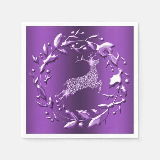 Guardanapo De Papel Reinador de Natal Roxo Elegante (Frente)