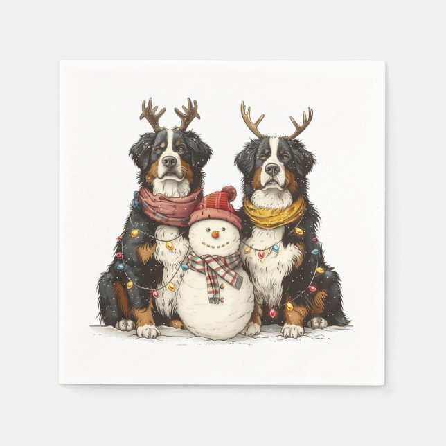 Guardanapo De Papel Reindeer Bernese Cães de Montanha (Frente)