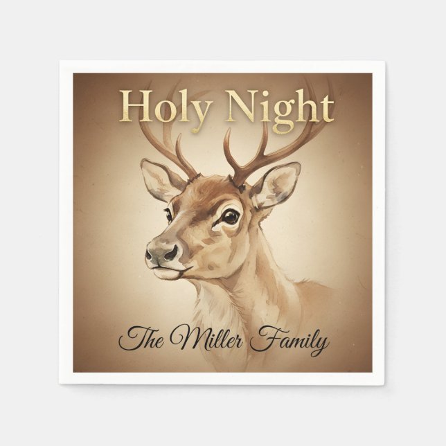 Guardanapo De Papel Reindeer Christmas Paper Napkin Customizable (Frente)