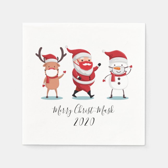 Guardanapo De Papel Reindeer de Papais noeis da Máscara de Cristo Quar (Frente)
